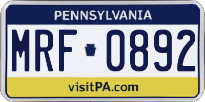 PA license plate MRF0892