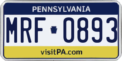 PA license plate MRF0893