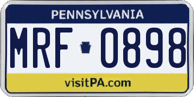 PA license plate MRF0898