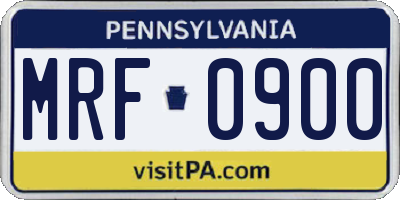 PA license plate MRF0900