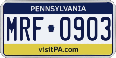 PA license plate MRF0903
