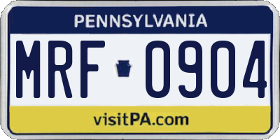PA license plate MRF0904