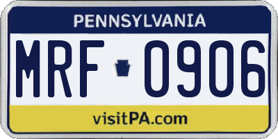 PA license plate MRF0906