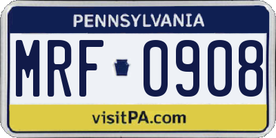 PA license plate MRF0908