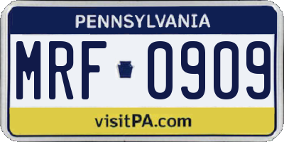 PA license plate MRF0909