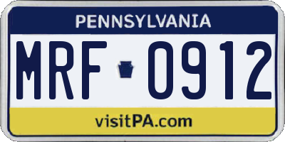 PA license plate MRF0912