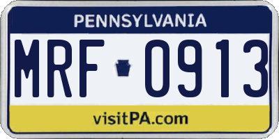 PA license plate MRF0913