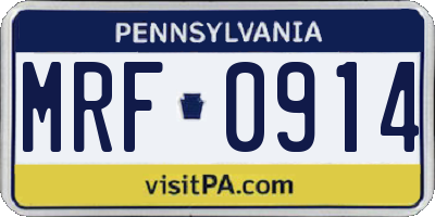 PA license plate MRF0914