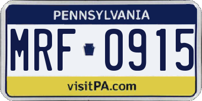PA license plate MRF0915