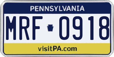 PA license plate MRF0918