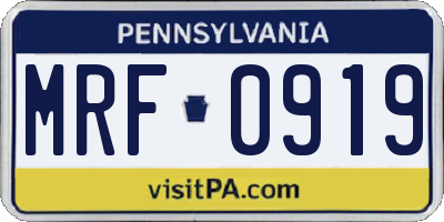 PA license plate MRF0919