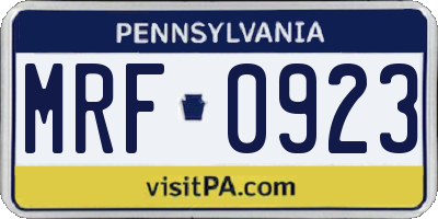 PA license plate MRF0923