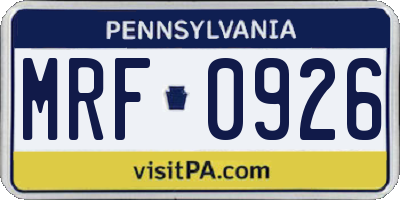 PA license plate MRF0926