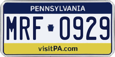 PA license plate MRF0929