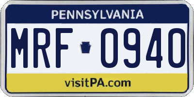 PA license plate MRF0940