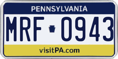 PA license plate MRF0943