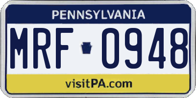 PA license plate MRF0948