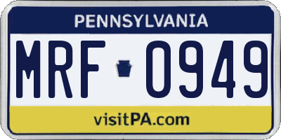 PA license plate MRF0949
