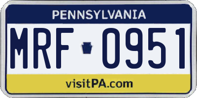 PA license plate MRF0951