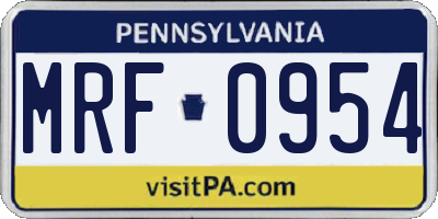 PA license plate MRF0954
