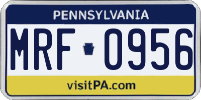 PA license plate MRF0956
