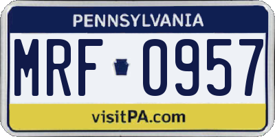 PA license plate MRF0957