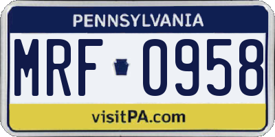 PA license plate MRF0958