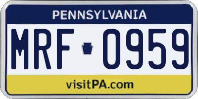 PA license plate MRF0959