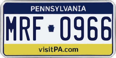 PA license plate MRF0966