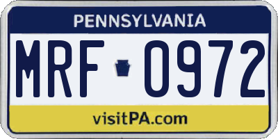 PA license plate MRF0972