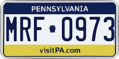PA license plate MRF0973