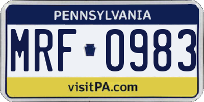 PA license plate MRF0983