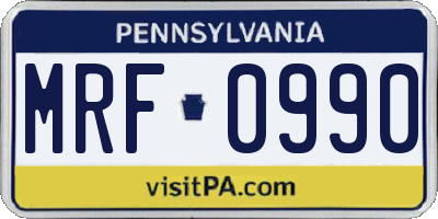 PA license plate MRF0990
