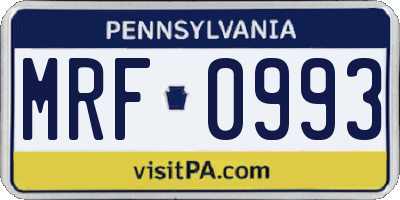 PA license plate MRF0993