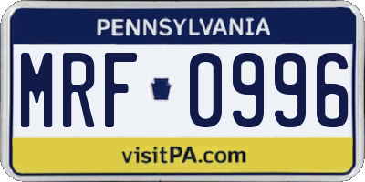PA license plate MRF0996