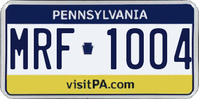 PA license plate MRF1004