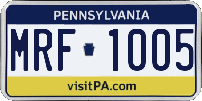 PA license plate MRF1005