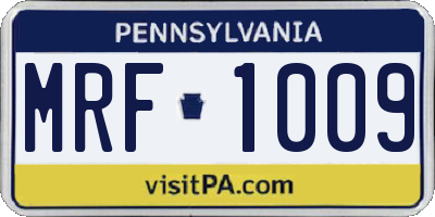 PA license plate MRF1009