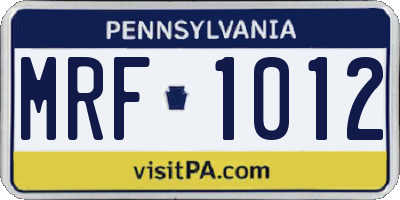PA license plate MRF1012