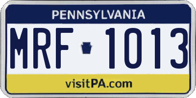 PA license plate MRF1013