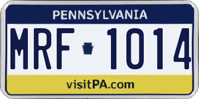 PA license plate MRF1014