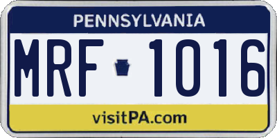 PA license plate MRF1016