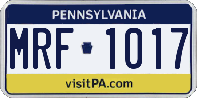 PA license plate MRF1017