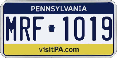 PA license plate MRF1019