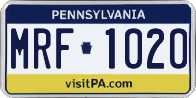 PA license plate MRF1020