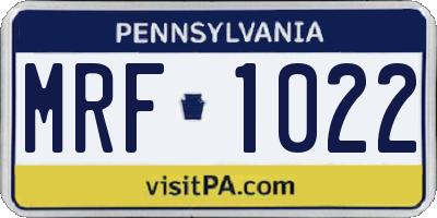 PA license plate MRF1022