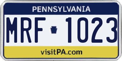 PA license plate MRF1023
