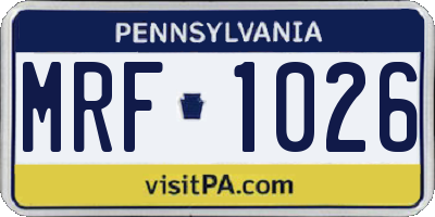 PA license plate MRF1026