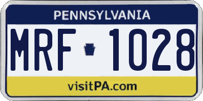 PA license plate MRF1028