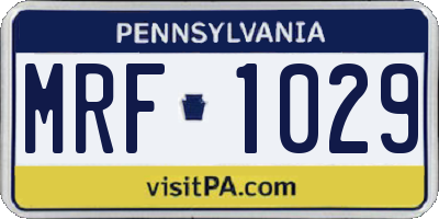 PA license plate MRF1029